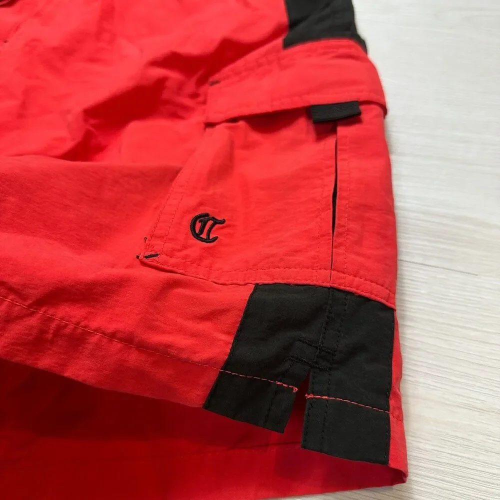 Daniel Cremieux Men XL Swim Trunks Red Black Cargo Board Shorts Mesh Lined Pouch